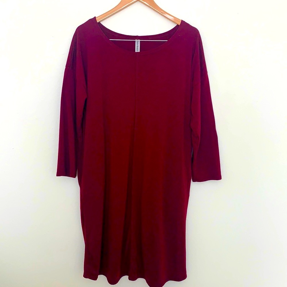 🥳 Easy and versatile cotton shift dress | Maroon | Seam detail | HAS POCKETS 🥳